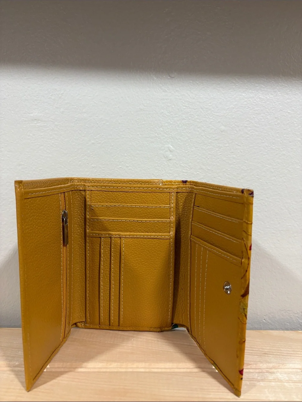 Yellow Embossed Hummingbird Floral Wallet